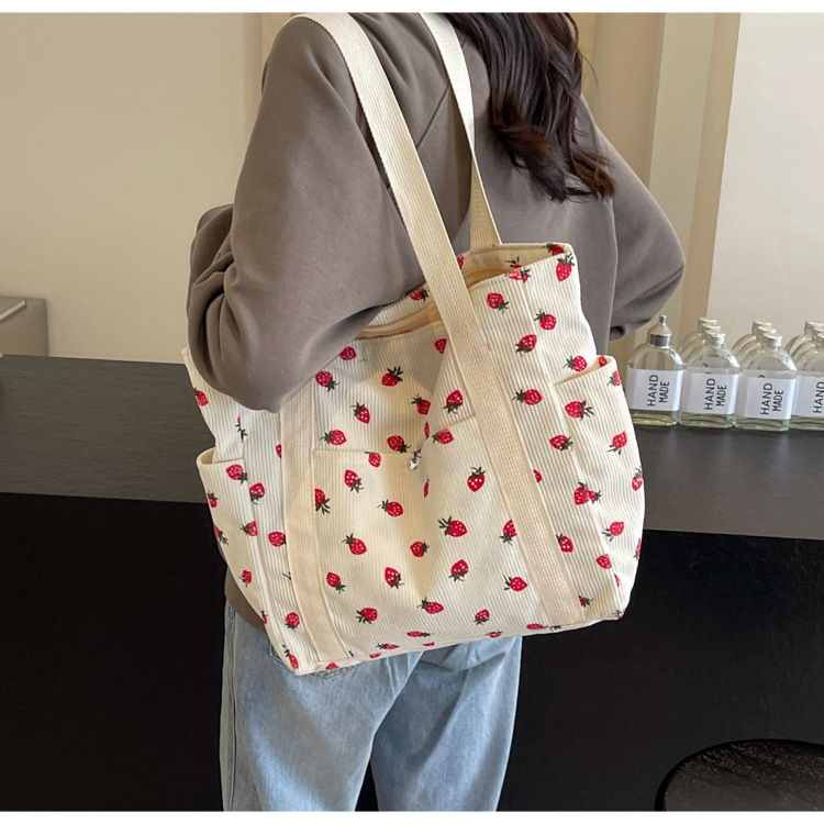 Strawberries Corduroy Handbag: Sweet Versatile Shoulder Tote Bag 21 img ibank O1CN01RVhsQK1zkvav4cXud 2217642776753 0 cib
