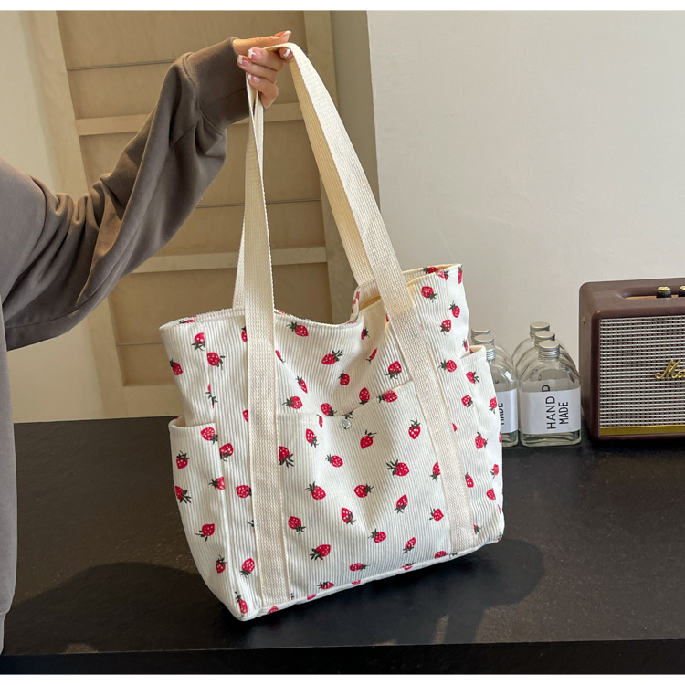 Strawberries Corduroy Handbag: Sweet Versatile Shoulder Tote Bag 12 img ibank O1CN01idQQa71zkvavHVuxx 2217642776753 0 cib