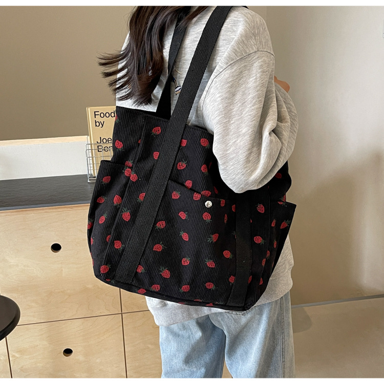Strawberries Corduroy Handbag: Sweet Versatile Shoulder Tote Bag 15 img ibank O1CN01muSroi1zkvauERwKb 2217642776753 0 cib