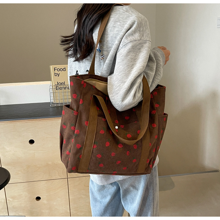 Strawberries Corduroy Handbag: Sweet Versatile Shoulder Tote Bag 14 img ibank O1CN01nQ6DHN1zkvasARlEn 2217642776753 0 cib
