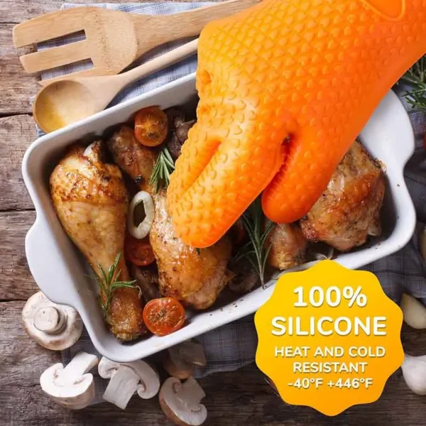 1-2Pcs Silicone Heat-Resistant Gloves Cooking Barbecue Gants Silicone Kitchen Microwave Mittens Grill Oven Anti-Scalding Mitts - Image 3