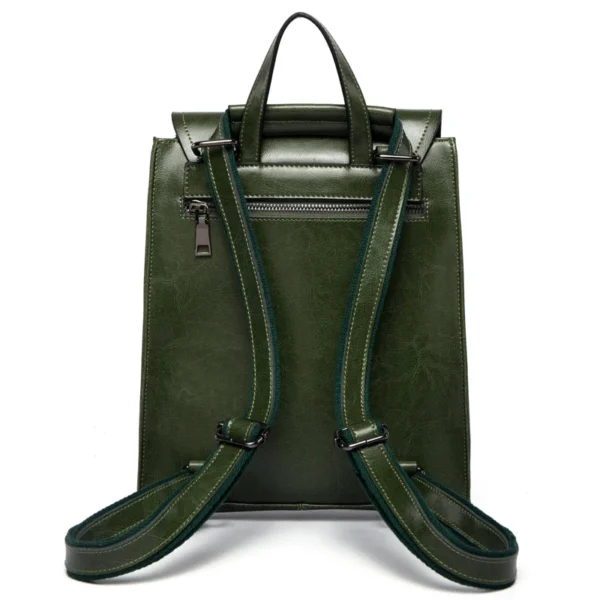 Genuine Leather Women Backpack Waxed Cowhide Female Vintage Rucksack College School Student Books Bag Shoulder Bags For Ladies - Image 5