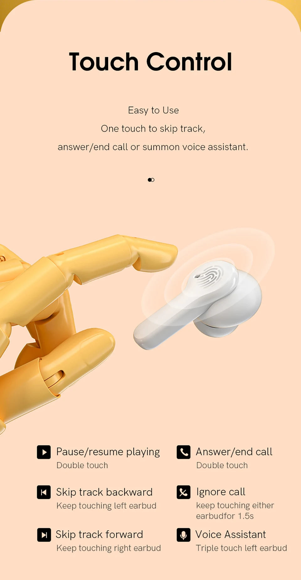 QCY T13 TWS Headphones: BT 5.1, 4 Mics, ENC HD Call, Touch Control 18 kf Haced3481bfd247d182e69a961403068a9