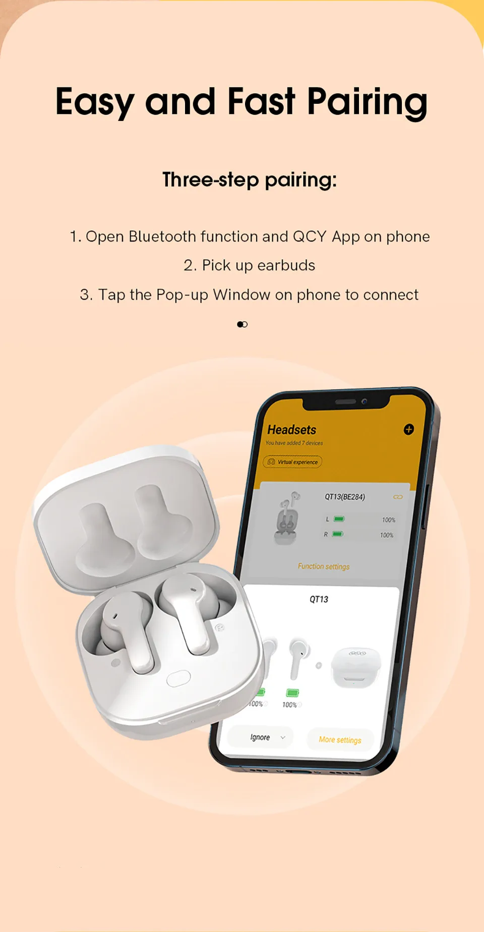 QCY T13 TWS Headphones: BT 5.1, 4 Mics, ENC HD Call, Touch Control 16 kf Hf5d254a9459c4a5b8f3839c0d6876ba0r