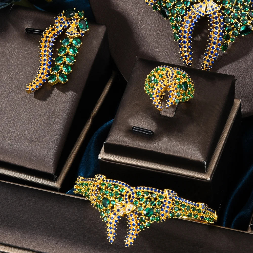 GODKI 4PCS Indian Jewelry Set: Zircon Crystal African Dubai Bridal Set 9 kf Hf5e0304f75b1465a8eac417080a3d72ag