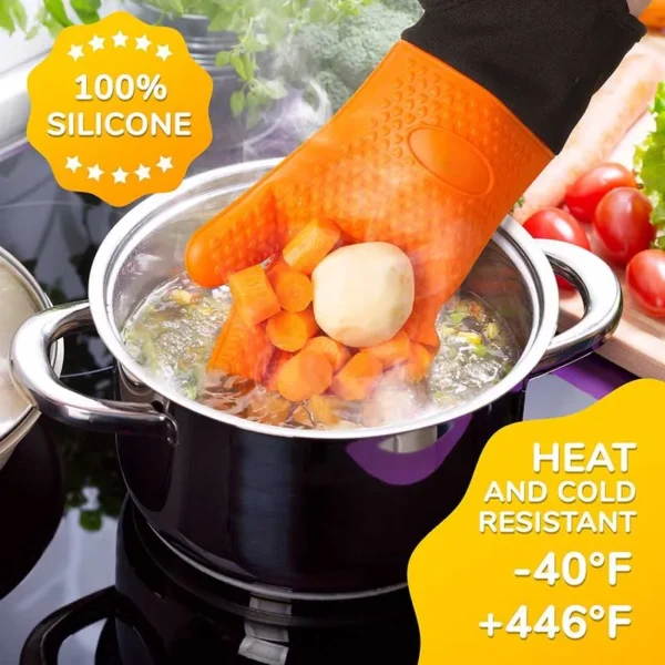 1-2Pcs Silicone Heat-Resistant Gloves Cooking Barbecue Gants Silicone Kitchen Microwave Mittens Grill Oven Anti-Scalding Mitts - Image 2