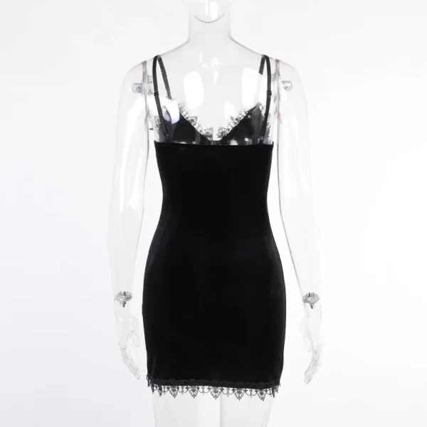 Dark Cross Black Mini Dress Vintage Sexy Spaghetti Strap High Waist Slit Dresses Goth Party Club Women Dress - Image 5