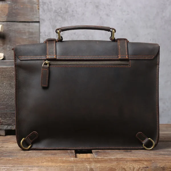 S.WORKE Vintage Genuine Leather Backpack Men's Shoulder Bag Handbag Crazy-horse Cowhide Leather School Tote Bag Women Retro - Image 2