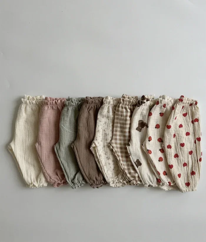 Organic Cotton Baby Pants: Newborn Toddler Cute Print Soft Muslin Capris 7 kf S0222a4bc466e44768c7ee37451a77149l