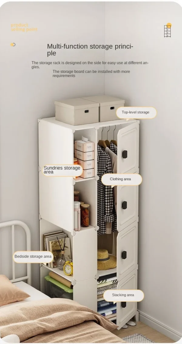 Bedroom Household Multilayer Single Door Folding Storage Cabinet Locker Collapsible Dustproof Wardrobe Goods Shelves Furniture - Image 4