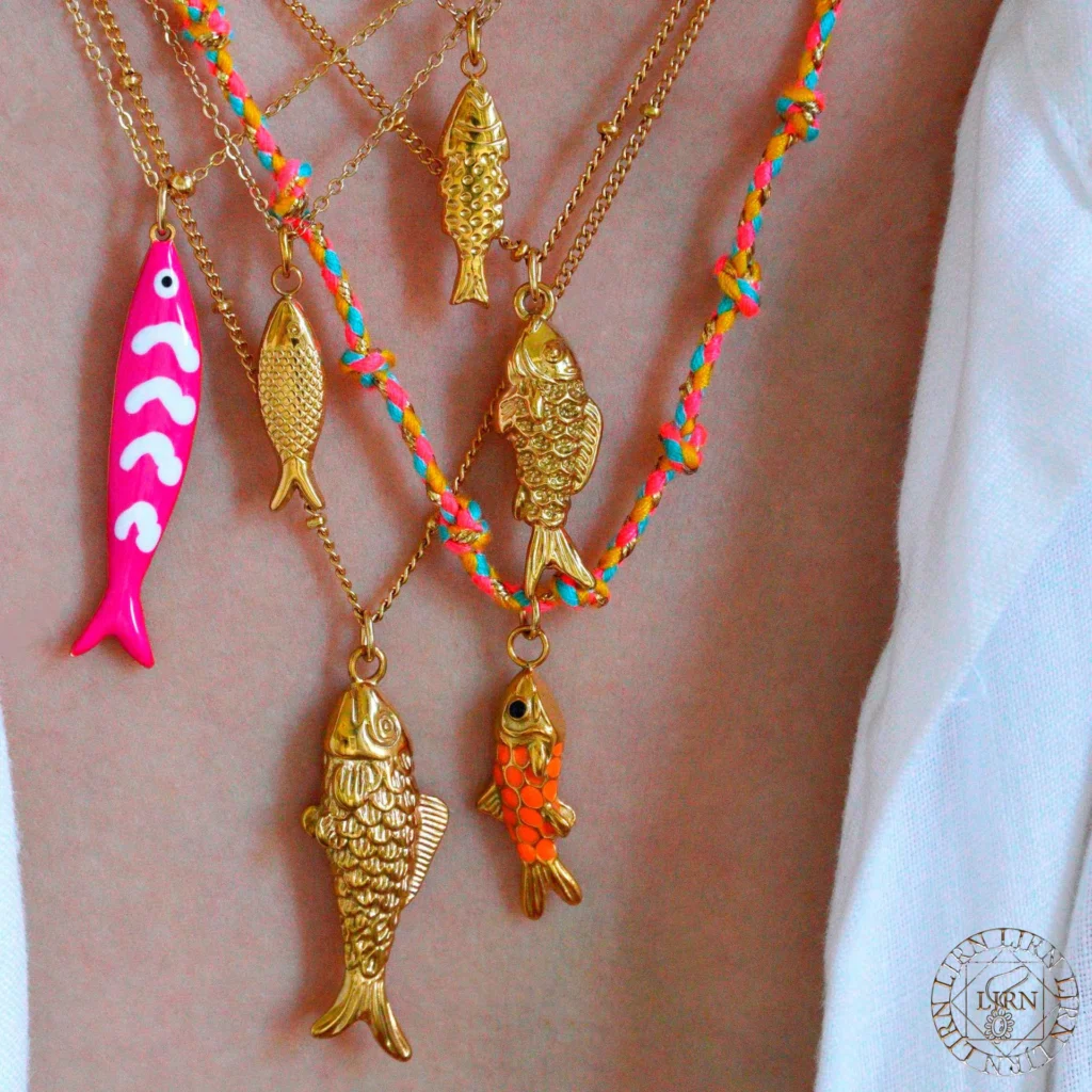 2025 New Necklace Colorful Fish Stainless Steel Trendy Metal Jewelry Colored Rope Choker Women Accessories Gift Collar pez
