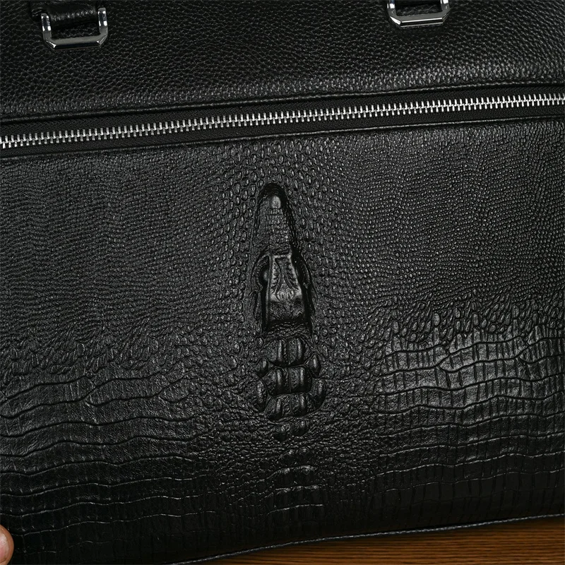 Classic Alligator Cow Leather Briefcase: Large Laptop Shoulder Crossbody Bag 26 kf S03f2a0cab3524499a98042b0e20334ae9