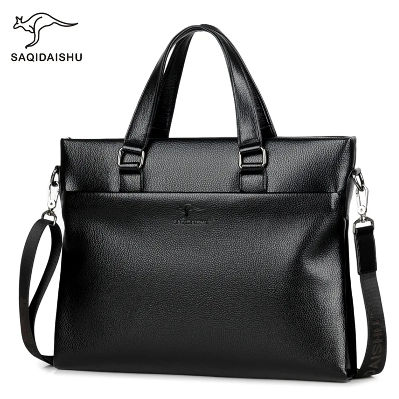 New Luxury Cow Leather Men's Business Bag Classic Black Handbag Male Briefcase Cowhide Laptop Office Bags for Men Maleta