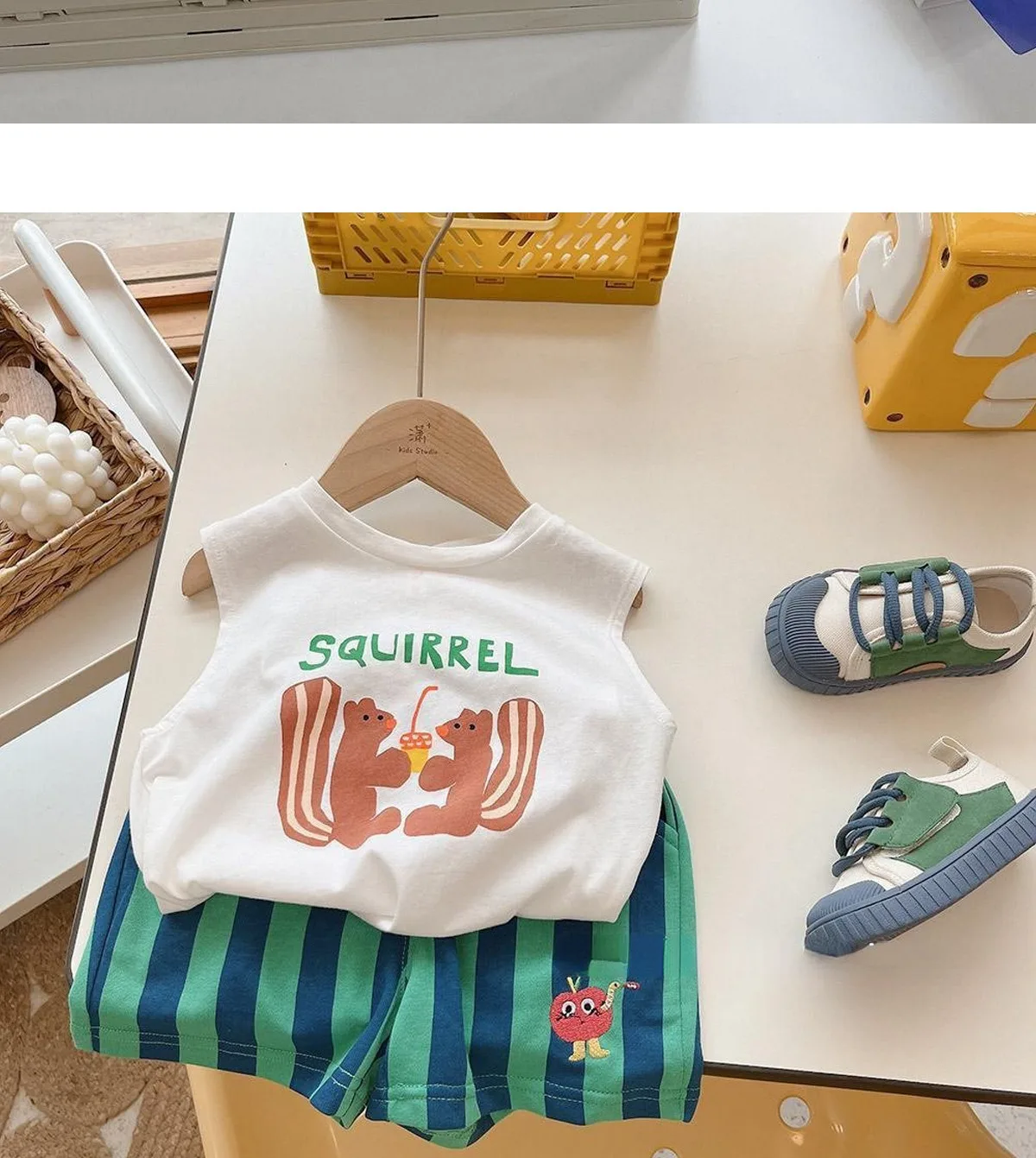 2PCS Korean Style Toddler Shorts: Elastic Band Striped Kids Casual Shorts 13 kf S0611c6de5fe24802b2966efcd7cb5880v