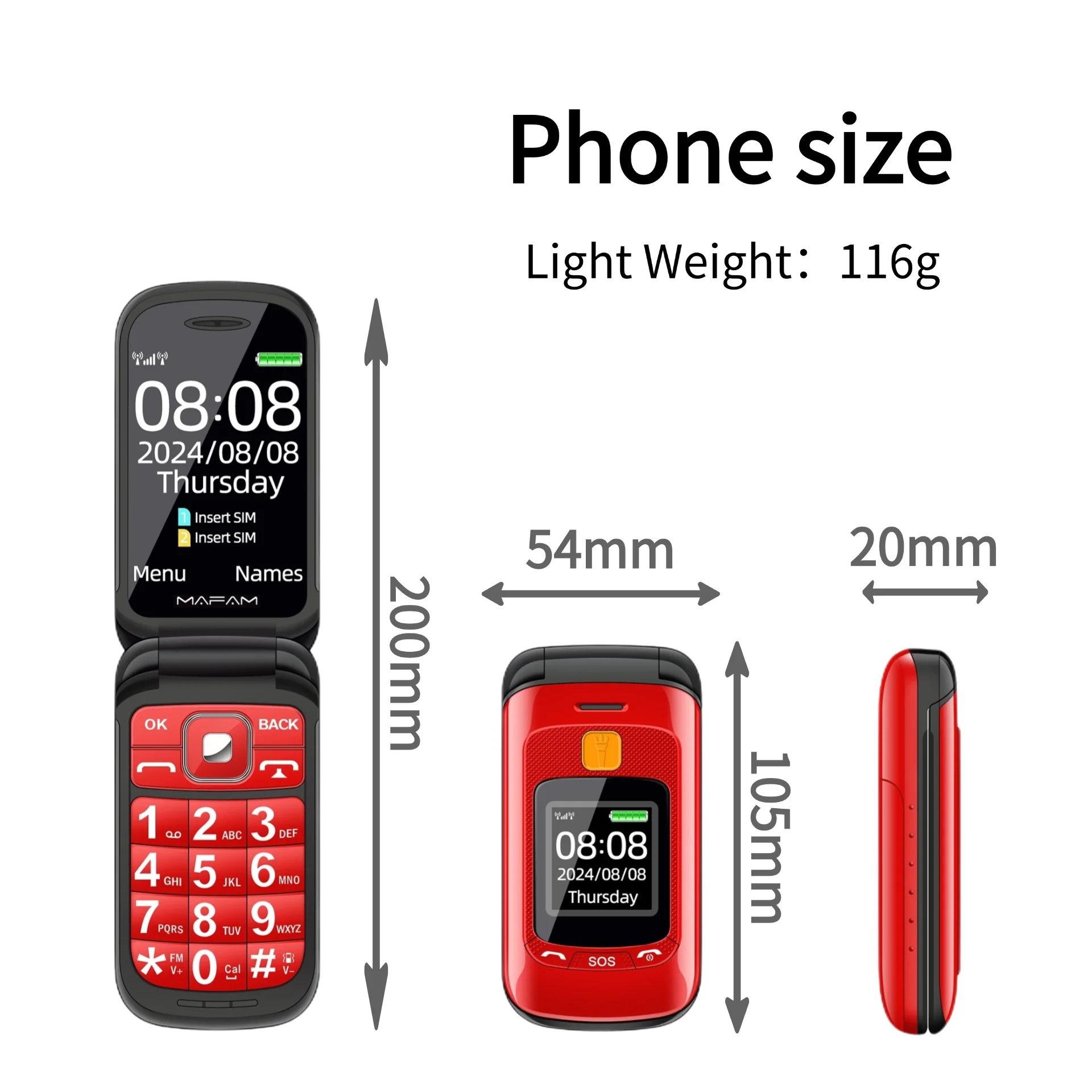 Senior Flip Dual Display Phone: Large Button, Speed Dial, SOS Call 27 kf S08dc6be5e98940f3b802cd9cc18d3b8cD