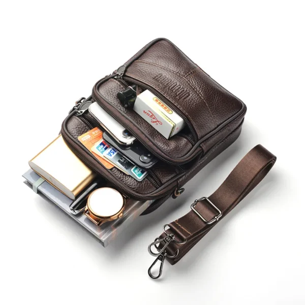 Men's New Genuine Leather Crossbody Bag Vertical Trendy Multifunctional Shoulder Bag Briefcase Casual Travel Messenger Bag - Image 4