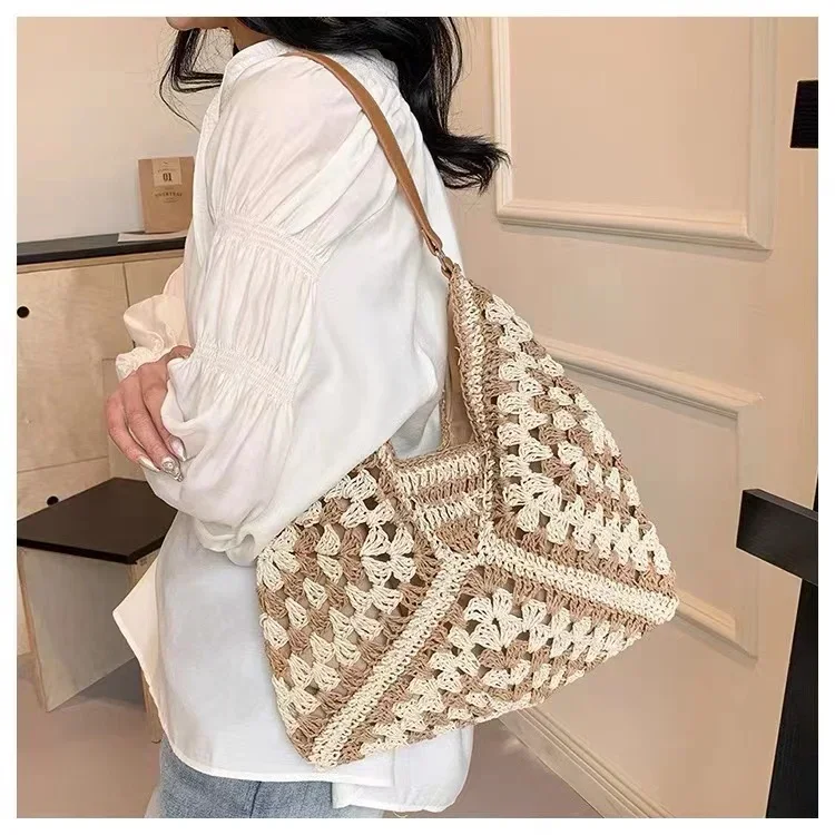 Weaving Clutches Top-Handle Bag: Large Portable Beach Shopper Tote Bag 16 kf S0a705d20638d41ba9016ea35f938b5f2s