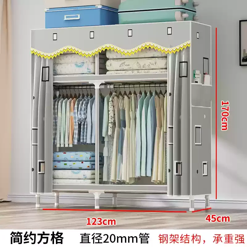 Reinforced Steel Wardrobe: Waterproof Double-Door Fabric Storage Organizer 31 kf S0b1b5c718af144b2ac658ab43096ea0at