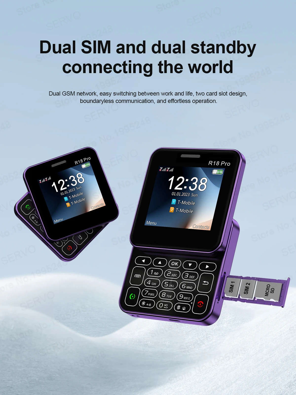 SERVO R18Pro Rotating Screen Mini Phone: Magic Voice, Button Slider, 2.4" 10 kf S0bcea5bc455f4dc8abef0a131a287ccbr