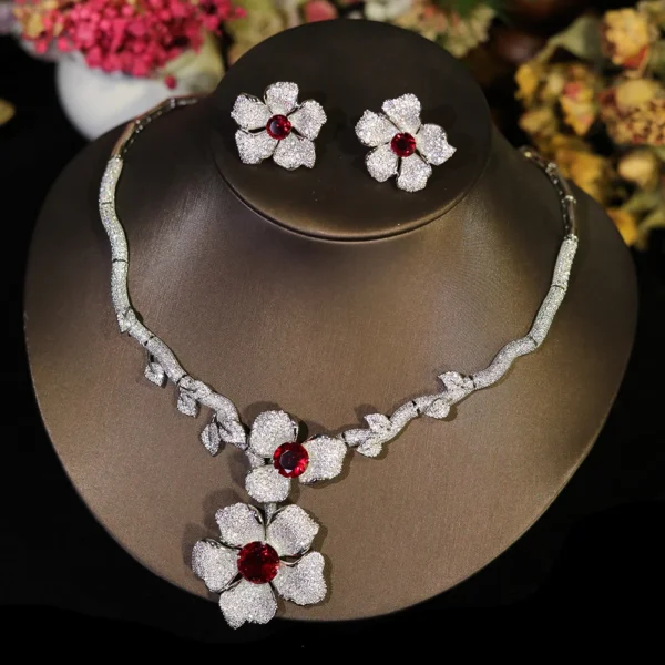 ASNORA Luxury Big Flowers Jewelry Set With Cubic Zirconia for Women Dubai Bridal Party Wedding Accessories indina Saudi Arabic
