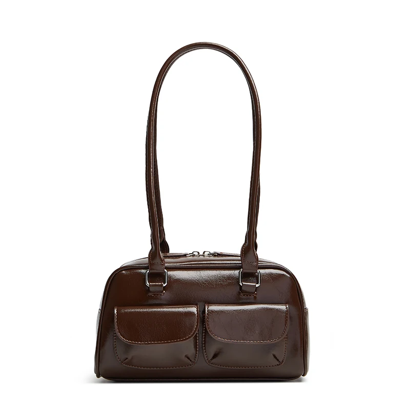 Oil Wax Leather Bowling Bag: Multi-Pocket Armpit Commuting Handbag 11 kf S0ea6088748bb41c3983bc0ed3bdf68d8H