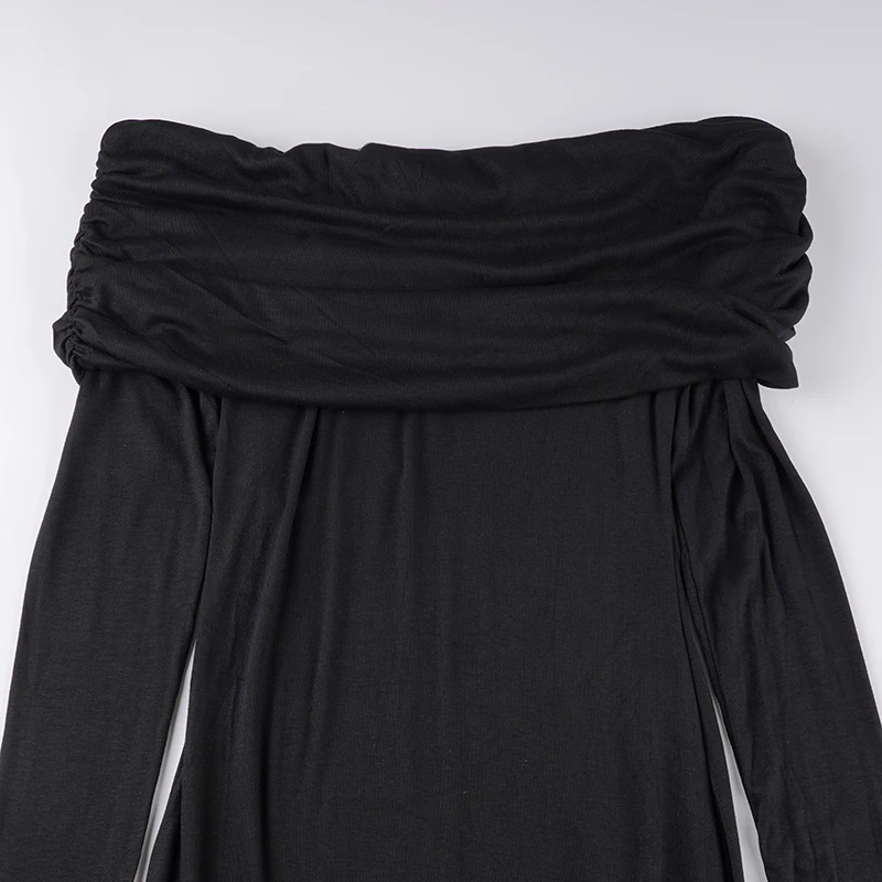 IAMSURE Dark Ruffles Split Maxi Dress: Gothic Slash Neck Long Sleeve Holiday 15 kf S0f0453c64b5945eb9b104794918d5490s