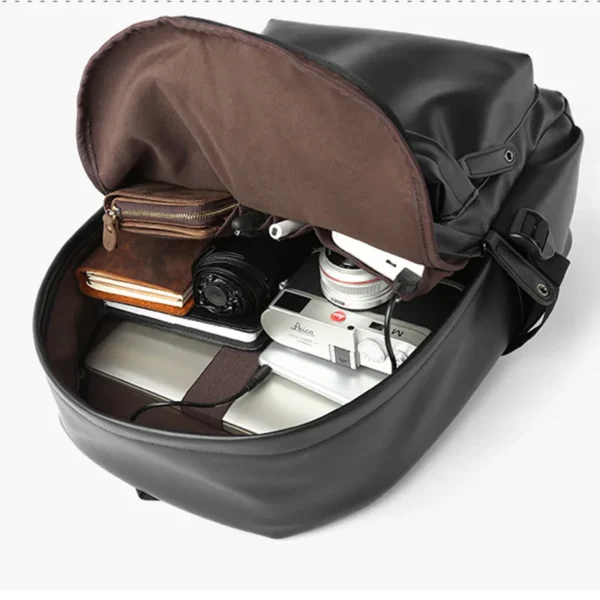 Luxury Fashion Backpack Men Soft PU Leather Men's Backpack 15 Inch Laptop Bags Large Capacity Travel Backpacks Student Schoolbag - Image 5
