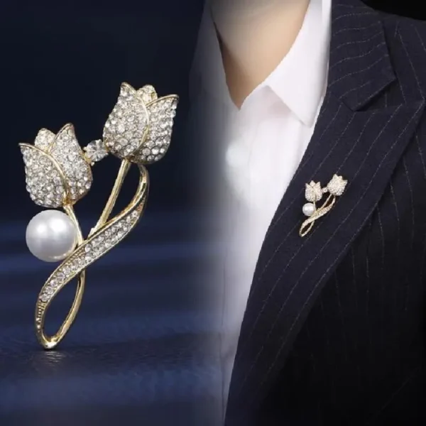 1PC Women's Elegant Tulip Flower Brooch Chest Flower Autumn/Winter Coat Coat Pin Fashion Dressing Gift -4858 - Image 3