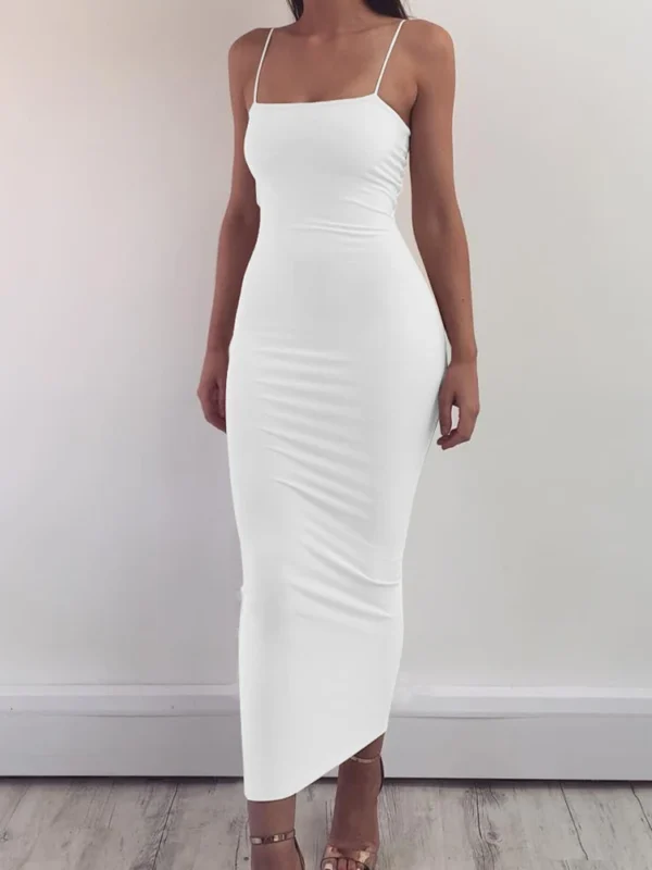 2025 New Spring Summer Women's High Elastic Sleeveless Backless Dress Long Sling Dresses Club Sexy Suspender Dress - Image 5