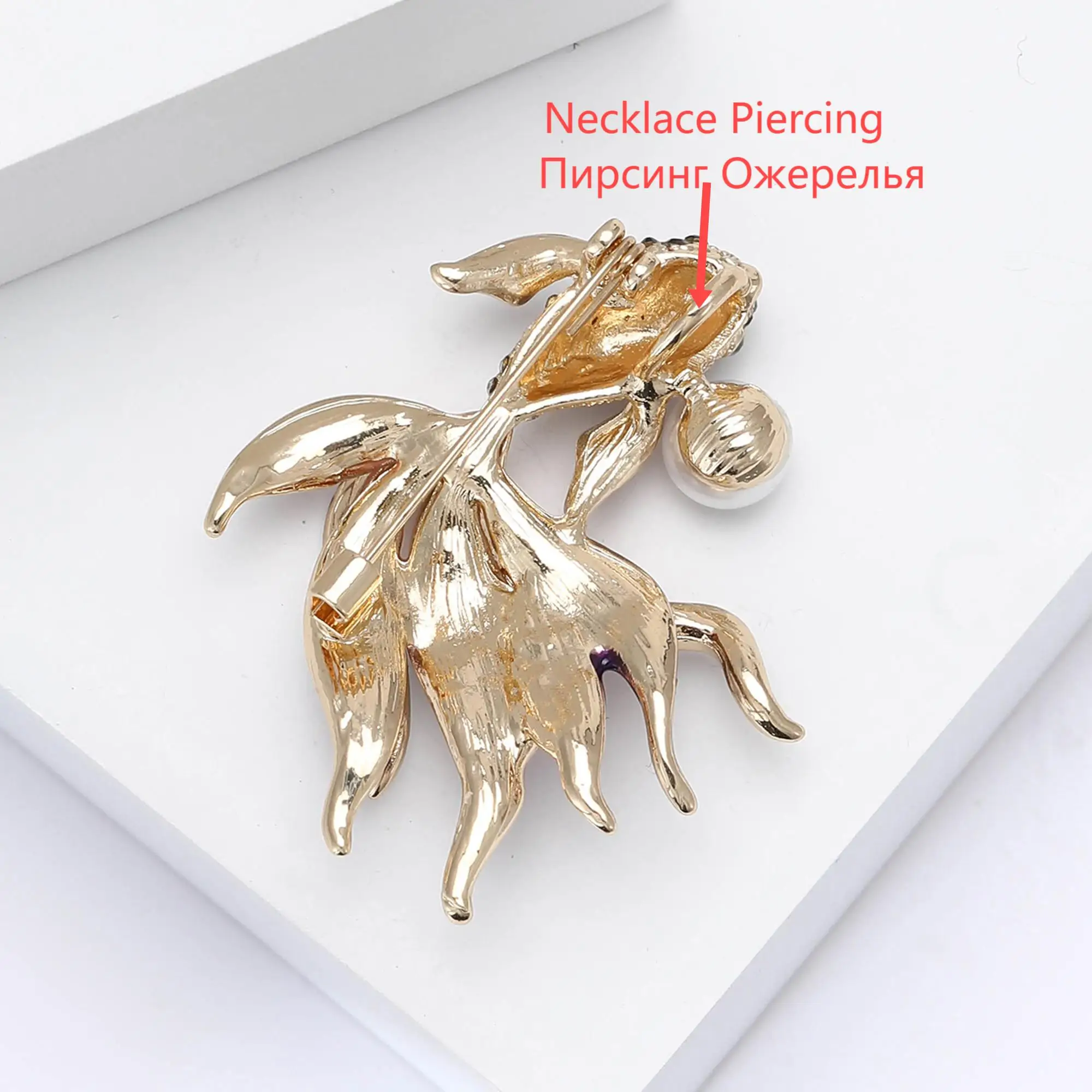 Rhinestone Goldfish Brooch: Pearl Aquatic Life Pins, Office/Party Gifts 25 kf S16c25a432f0d419fb271c743391784d4i