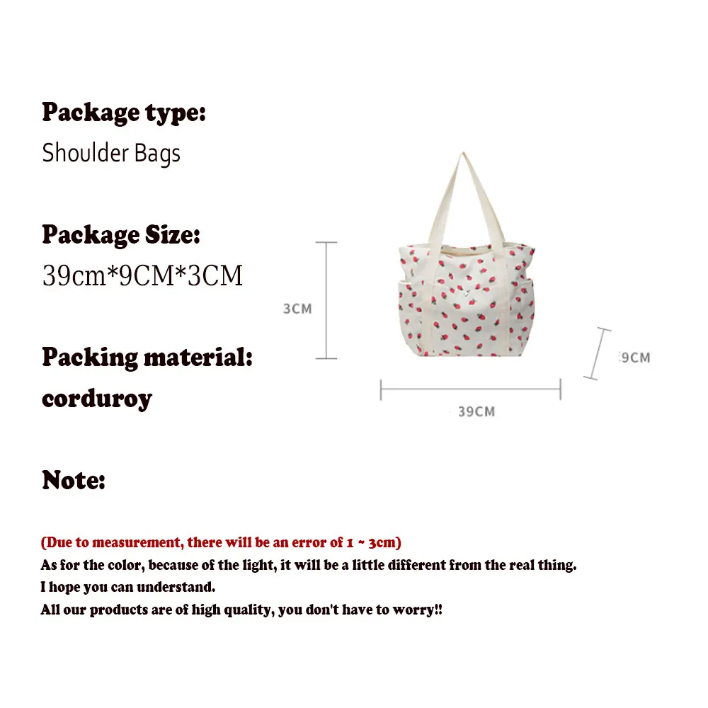 Strawberries Corduroy Handbag: Sweet Versatile Shoulder Tote Bag 7 kf S16c31c363a3e4b51afda9d809a1ac35fr
