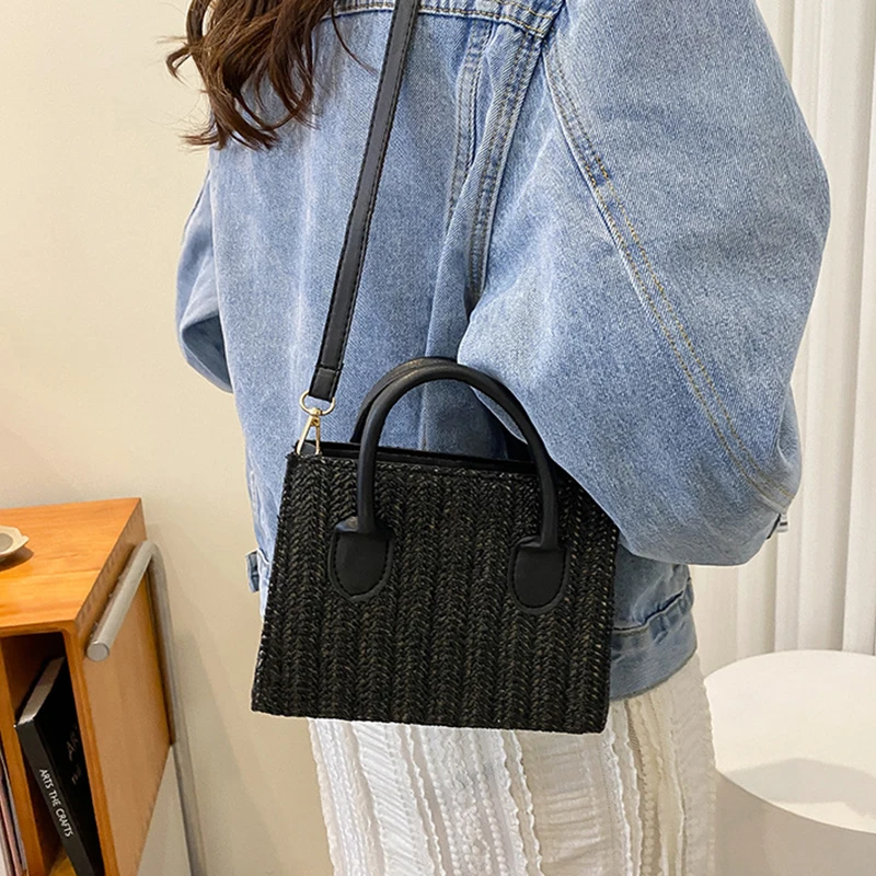Grass Woven Crossbody Bag: Japanese Flower Handbag, Fashion Shoulder Bag 14 kf S17057e08d02a485e9e3277d08955a37dw
