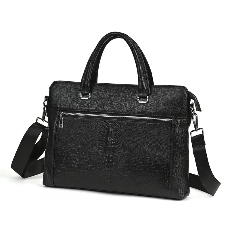Classic Alligator Cow Leather Briefcase: Large Laptop Shoulder Crossbody Bag 12 kf S1b5fc7c606774b938b54d285d53a4a2fC
