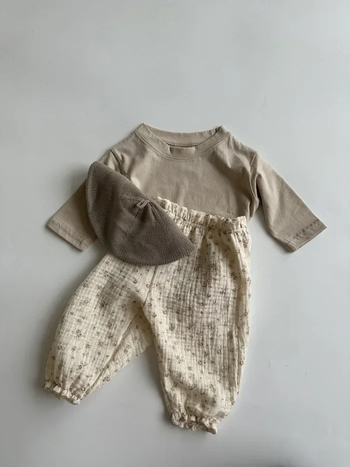 Organic Cotton Baby Pants: Newborn Toddler Cute Print Soft Muslin Capris 36 kf S2041a20453b940da8287a17412dc8812f