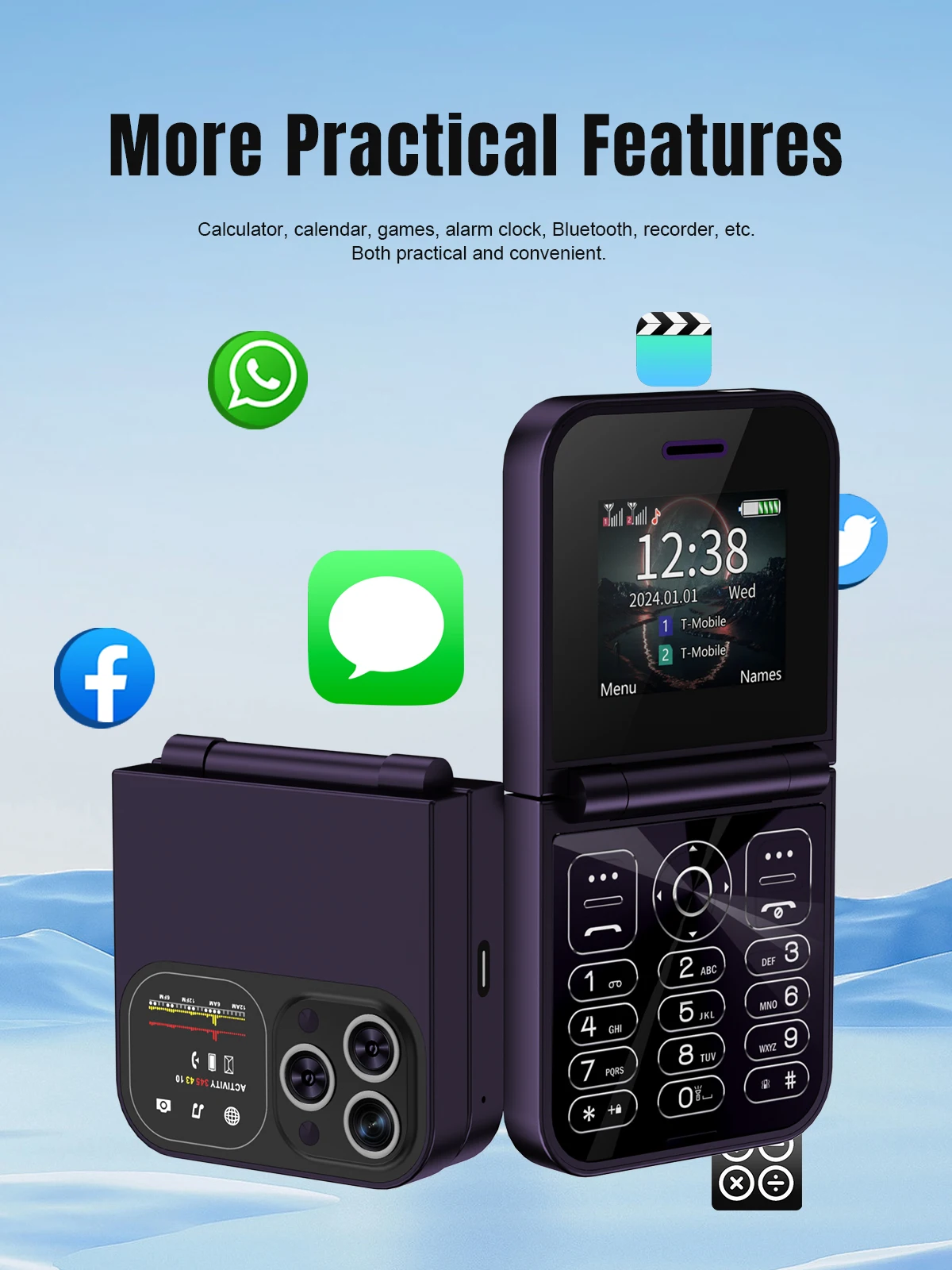 SERVO F15 Mini Flip Phone: Dual SIM, Magic Voice, Call Recording, 2G GSM 24 kf S2209dc1cc9364c59a14dcba2bc8183ffM