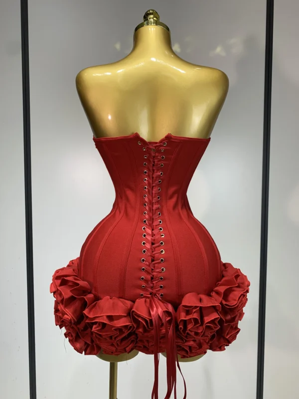 Women Sexy Strapless Backless Flower Embellished Mini Bandage Dress Bodycon Celebrity Party Cocktail Evening Party Club Dresses - Image 4