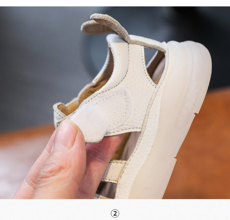 Baby Girls Boys Sandals: Genuine Leather Soft-Soled School Beach Shoes 23 kf S24e213dddd5a4e43afdca49d02191114L