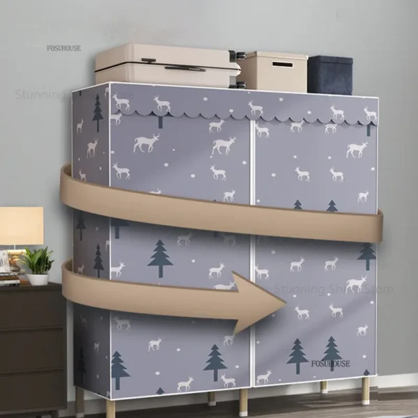 Simple Folding Bedroom Wardrobes for Bedroom Closets Household Bedroom Rental Wardrobe Home Furniture Creative Storage Cabinet - Image 3