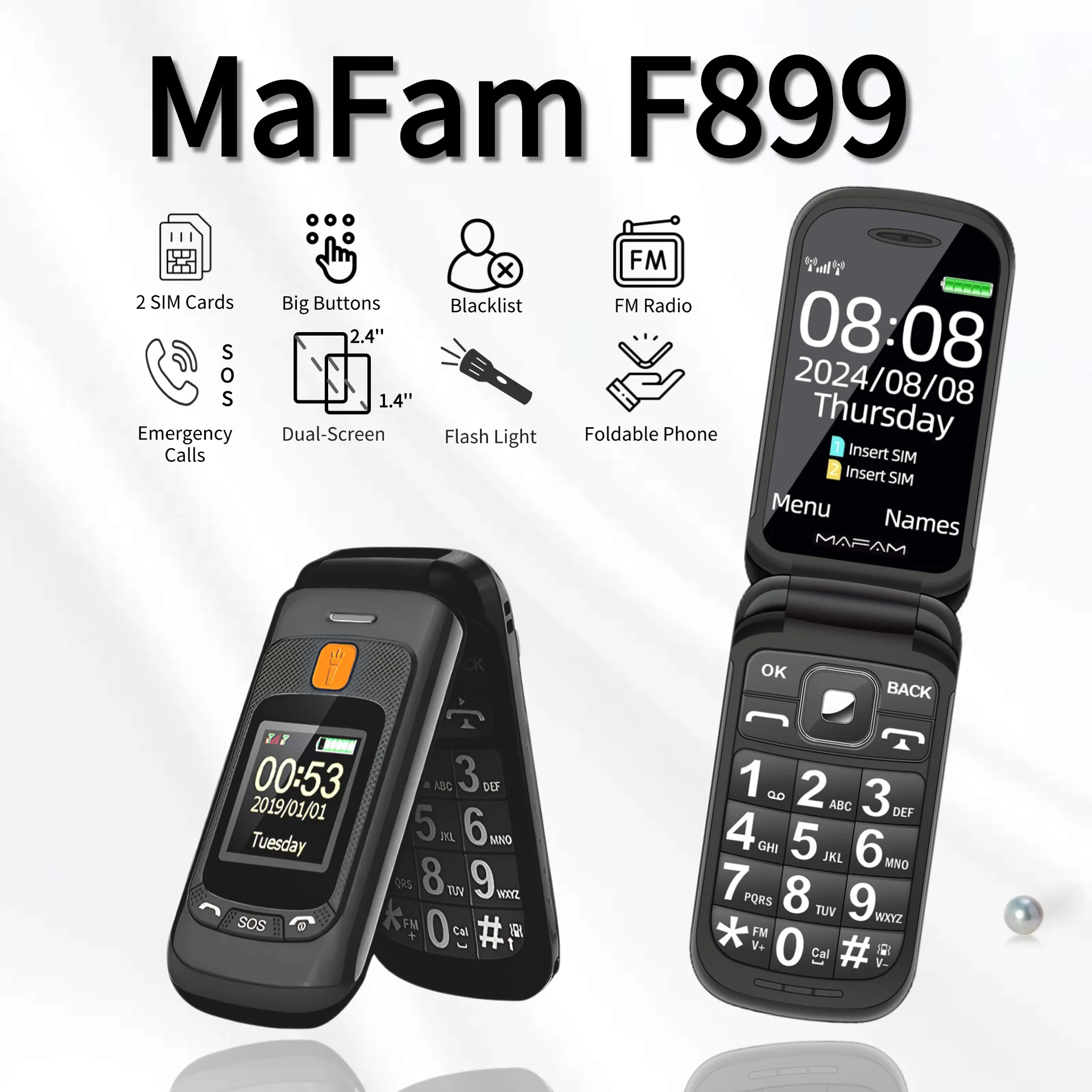 Senior Flip Dual Display Phone: Large Button, Speed Dial, SOS Call 12 kf S2c7c9df29e864309903ea9294fa92cc5P