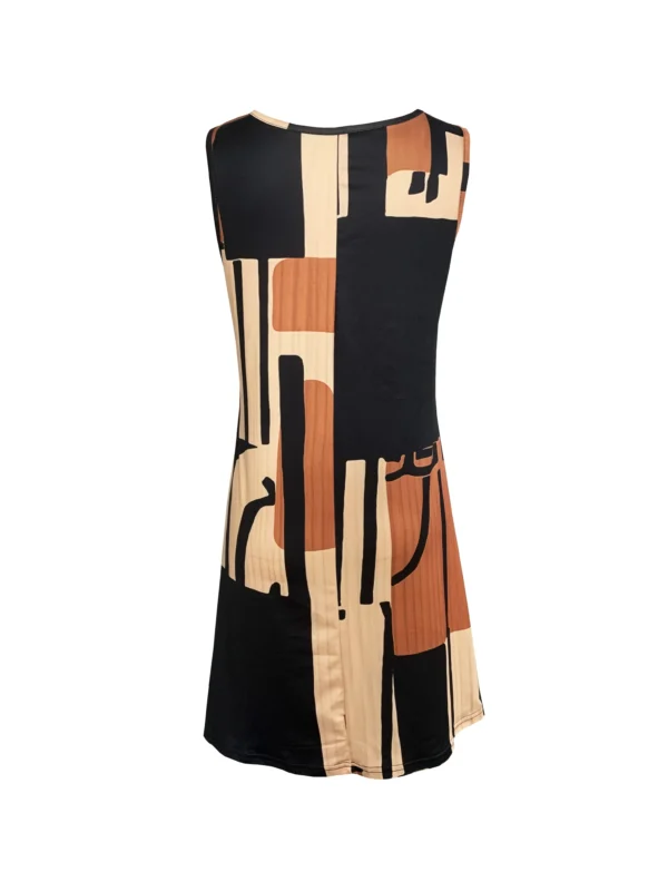 Spring&Summer Women's Geometric Pattern Sleeveless Dress For Summer Vacation,dresses for women summer，Women Bohemia Midi Dresses - Image 4