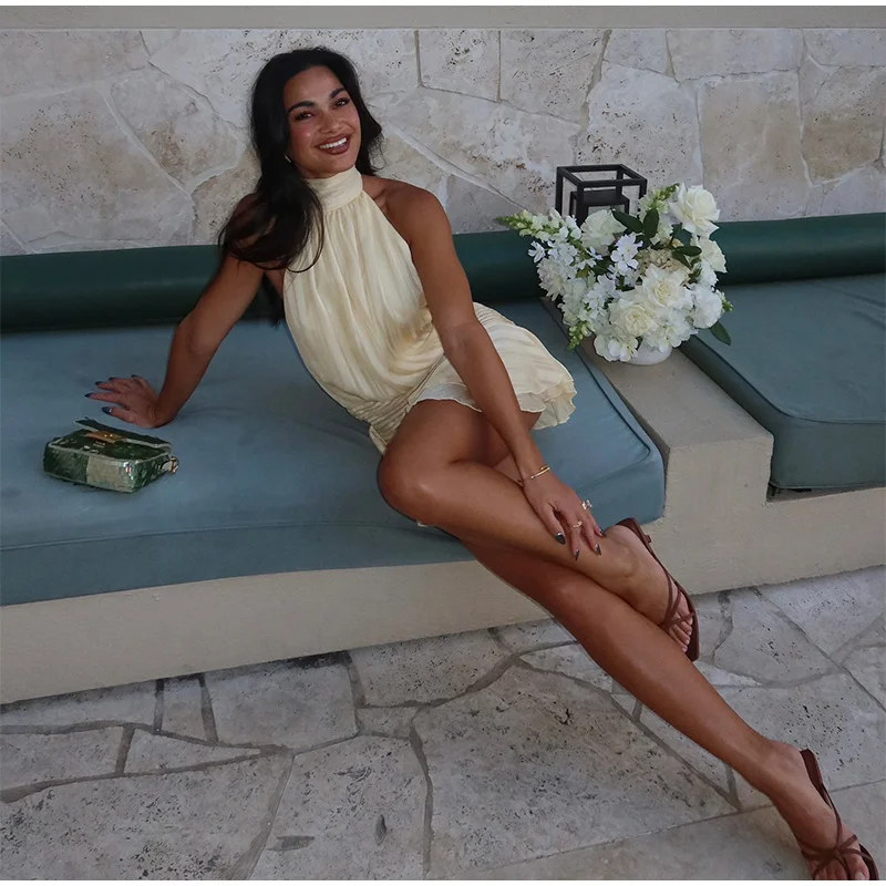 Sexy Ruffles Backless Mini Dress: Solid Lace-Up Sleeveless Summer Party 27 kf S30cc1037794d4b879f96c3f9e466744fz