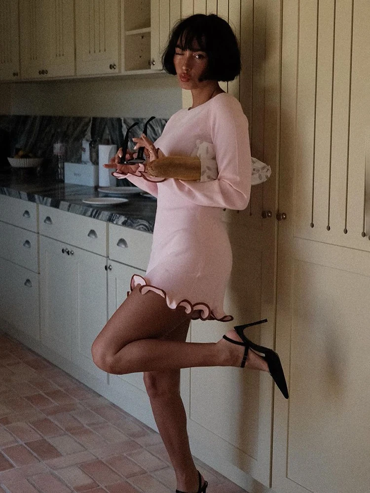 TARUXY Knit Mini Dress: Contrast Color, Slim Sweater Dress, Long Sleeve 31 kf S3244ca694d604fc68d78e6f3ac34ad04a