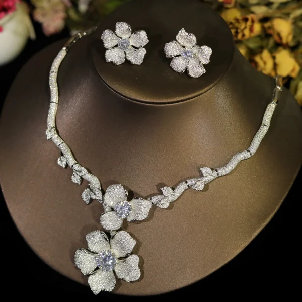 ASNORA Luxury Big Flowers Jewelry Set With Cubic Zirconia for Women Dubai Bridal Party Wedding Accessories indina Saudi Arabic - Image 5