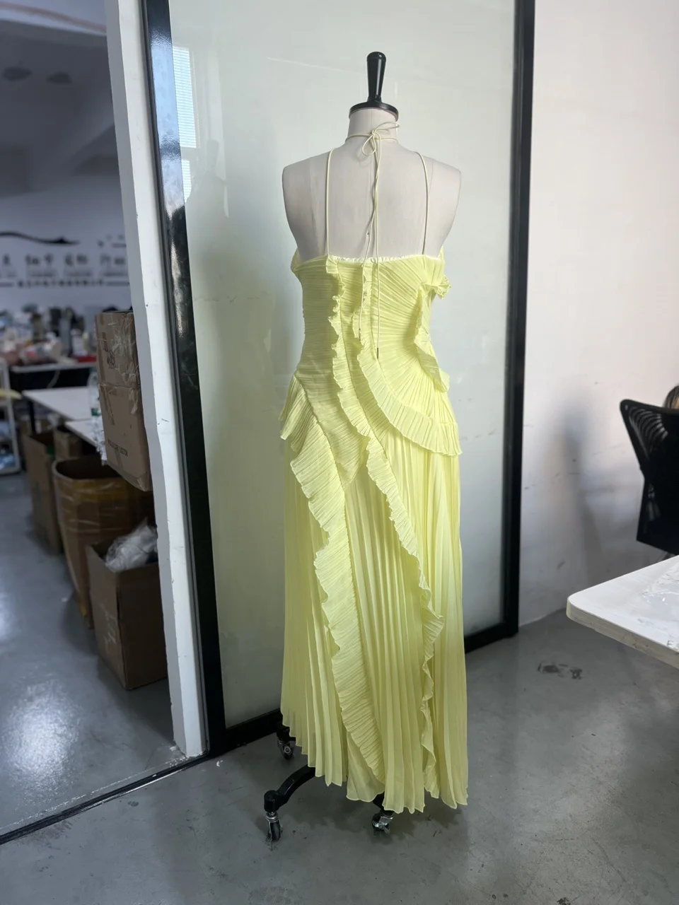 Pleated Halter Neck Maxi Dress: Purple Strapless Lotus Edge Vacation Gown 13 kf S39cd780d054449f885498bcab57c6c32G