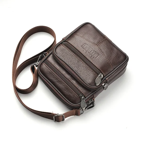 Men's New Genuine Leather Crossbody Bag Vertical Trendy Multifunctional Shoulder Bag Briefcase Casual Travel Messenger Bag - Image 3