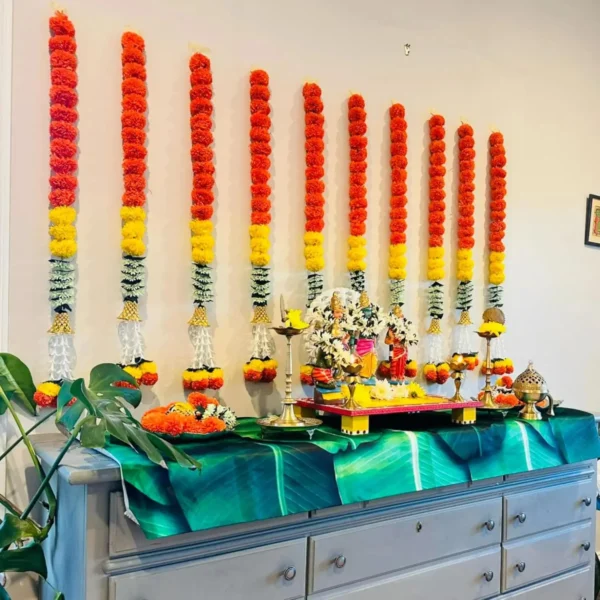 5-50PCS Marigold Flower Garlands for Decoration Artificial Flowers Indian Décor Pooja Diwali Fiesta Day of The Dead Mexican Pa - Image 4