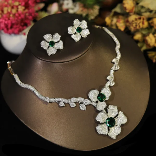 ASNORA Luxury Big Flowers Jewelry Set With Cubic Zirconia for Women Dubai Bridal Party Wedding Accessories indina Saudi Arabic - Image 4
