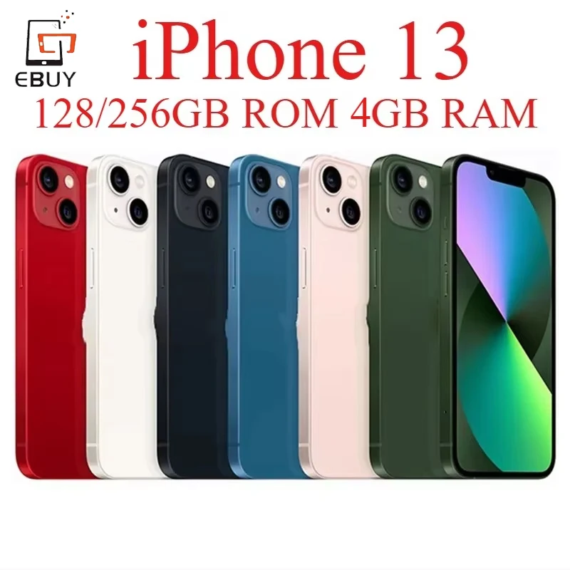 100% Original 6.1" iPhone 13 Smartphone Super Retina OLED 128/256 ROM 4GB RAM Face ID NFC A15 IOS iPhone 13 5G Mobile Phone