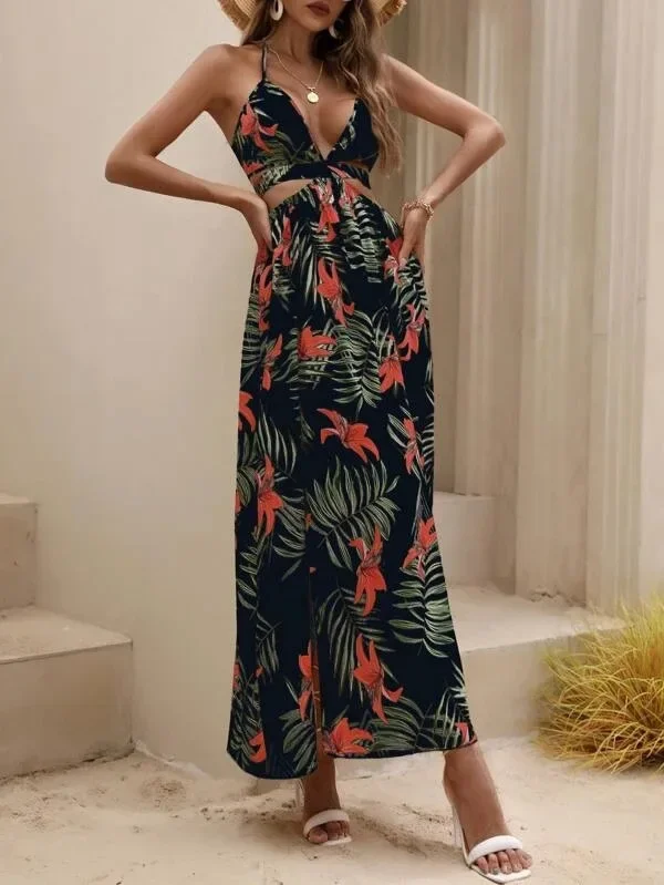 Elegant Bohemian Printed Dress: Sexy Bareback Bow Split Beach Party Wear 23 kf S41275150fc184b9ebe072594d54274f78