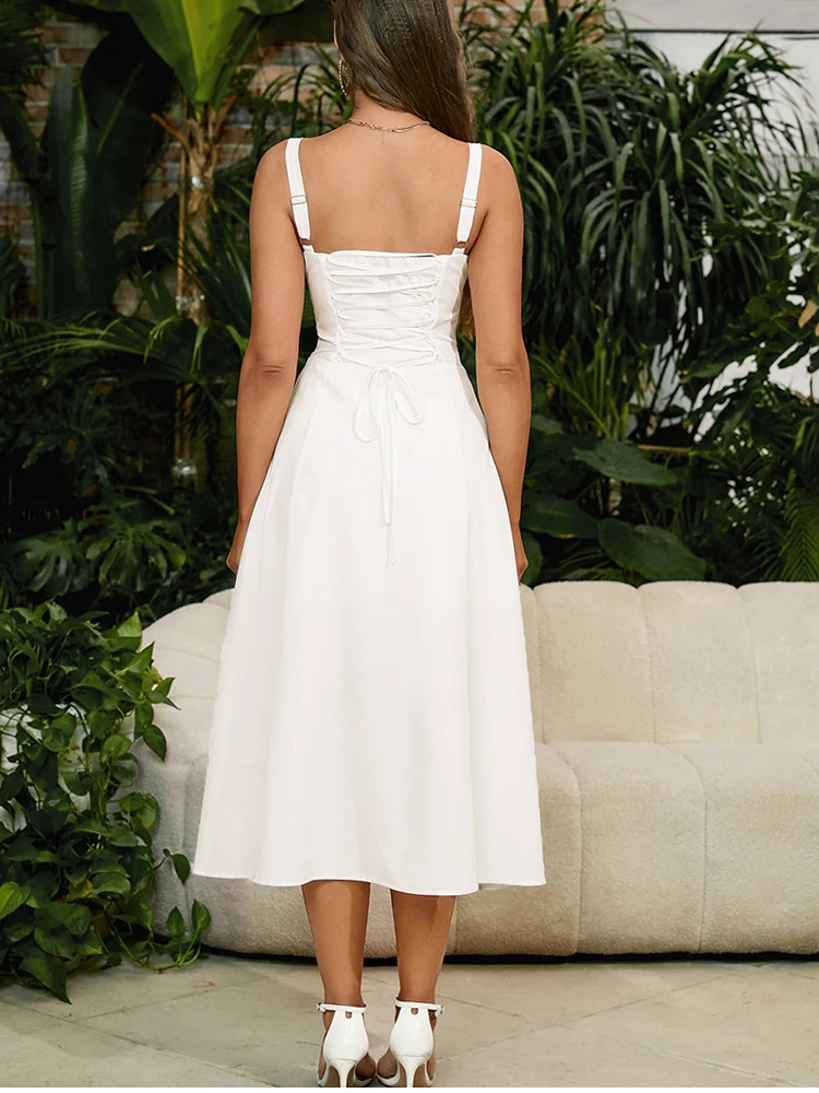NewAsia Solid Sleeveless Long Dress: Bandage Camisole Padded Elegant Vestidos 21 kf S42241a2fb7584d629602ee570a9dc3adz
